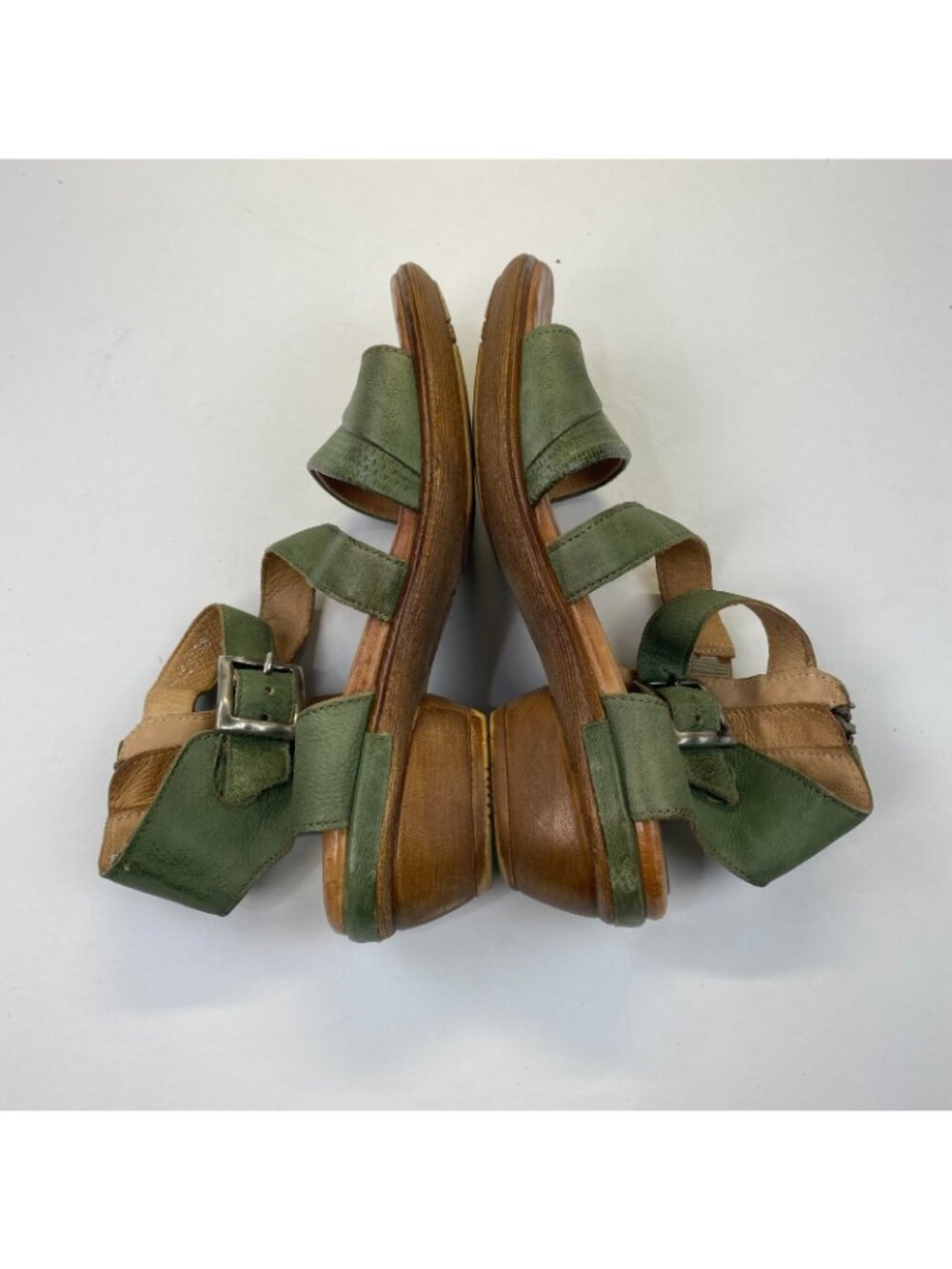 Miz Mooz Coolidge Womens Green Leather Heeled Sandals Shoes Boho Western 38 - Picture 4 of 10